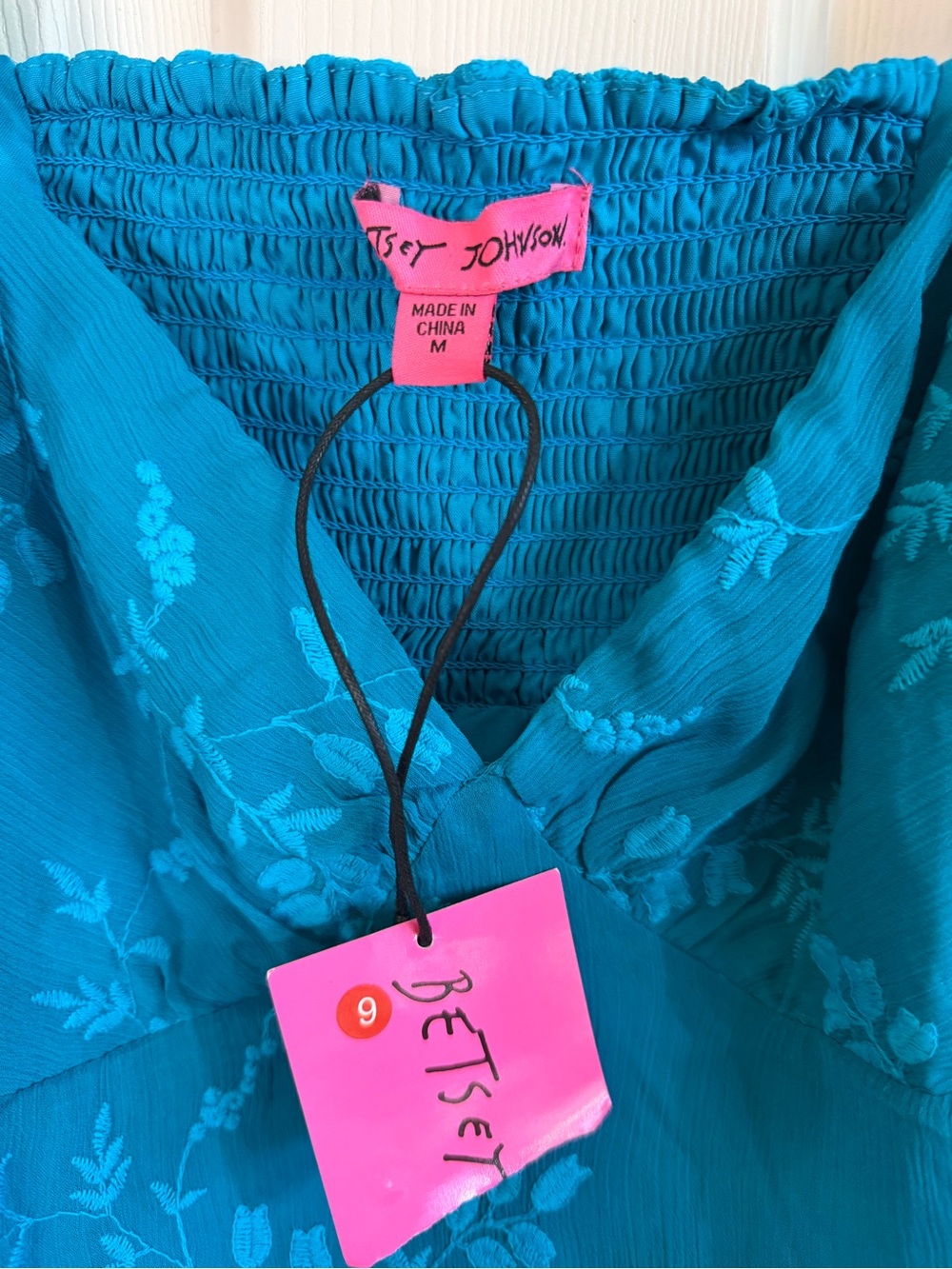 Betsey Johnson Beach Carribean Sea Blue Mini Shift Babydoll-Style Dress Sz M NWT - Picture 4 of 8